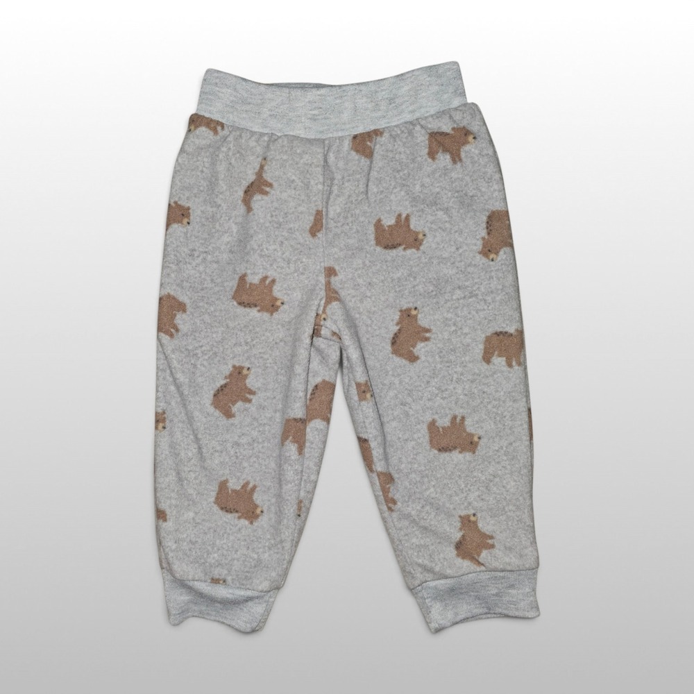 Baby Carter's Fleece Joggers Cozy Winter Bear Print Gray 12M Pants